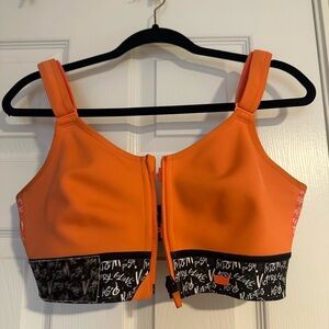 Orange Zip-Up Sports Bra